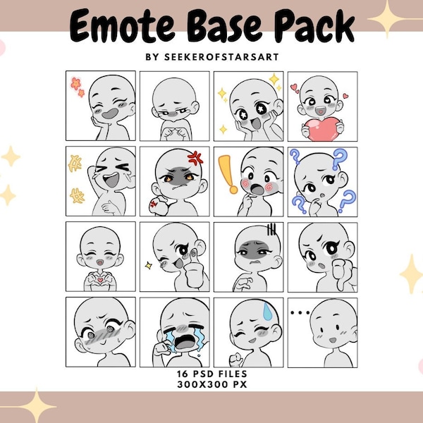 Emote Base Pack - 16 Emotes perfect for Twitch/Discord/Youtube! DIY Bundle