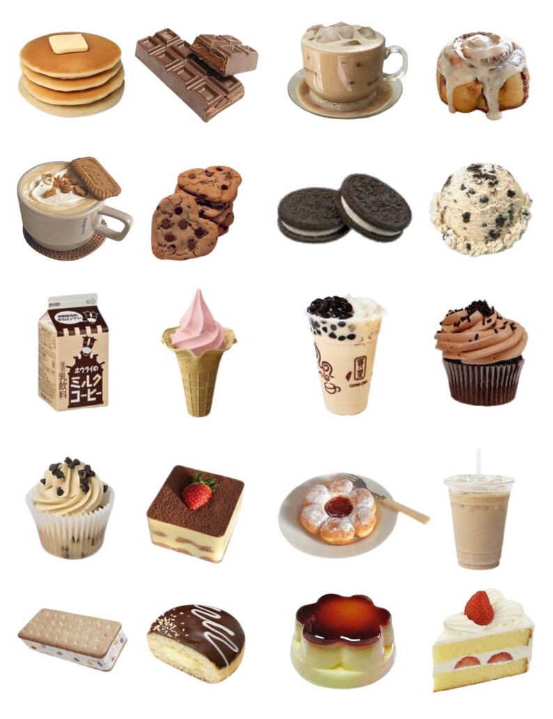 20 Food Aesthetic Sticker Sheets for Water Bottles, Laptop, Room Decor