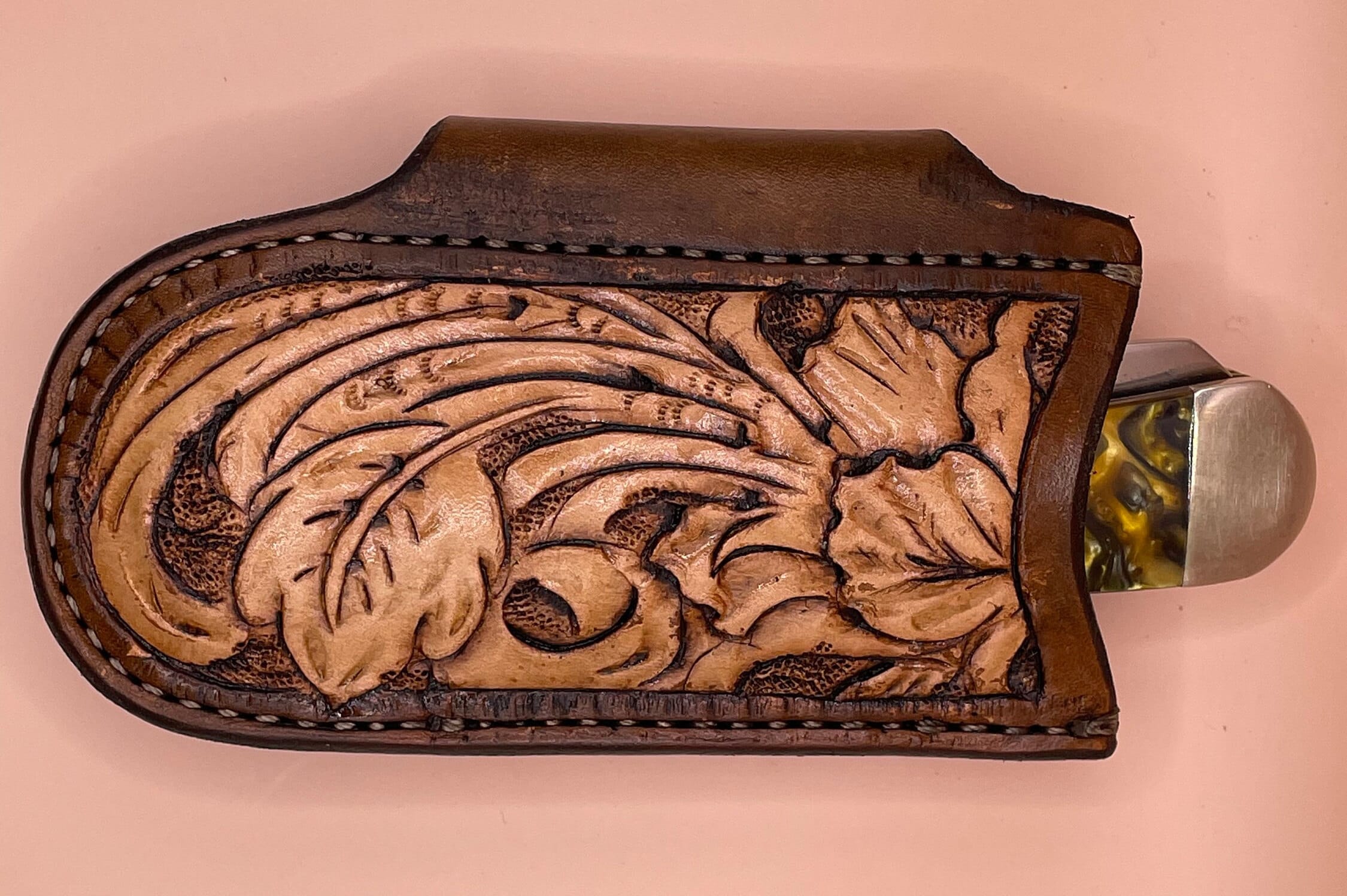 Leather sheath for full size xx case trapper style knife