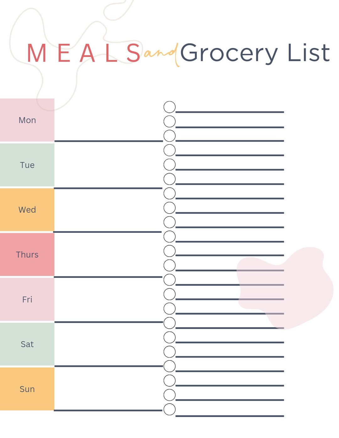 Minimalist Meal and Grocery List Planner for Busy Moms - Etsy
