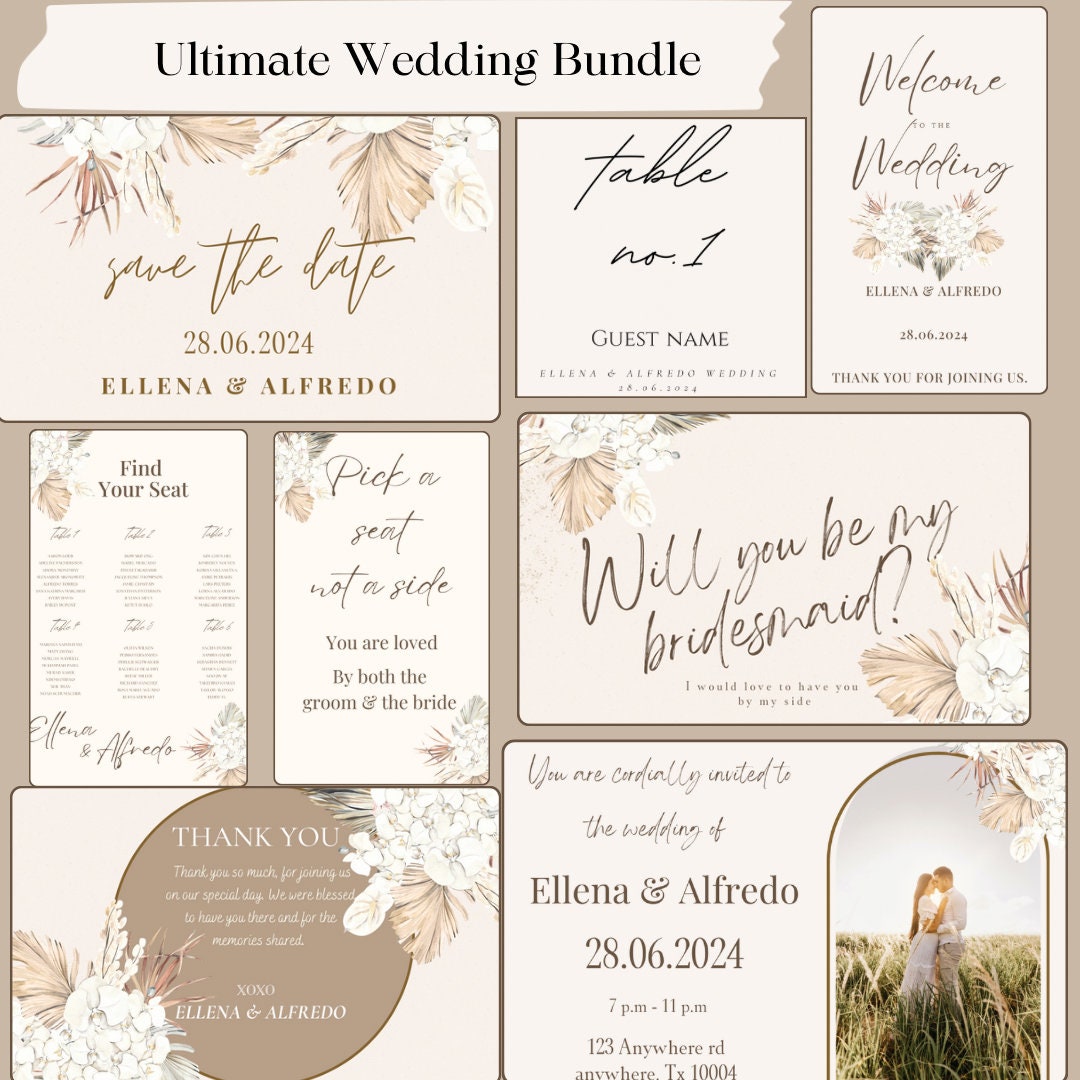 Save the Date Template Wedding Invitation Bundle Best Wedding Etsy