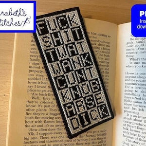 Sweary Squares Cross Stitch Bookmark Pattern PDF