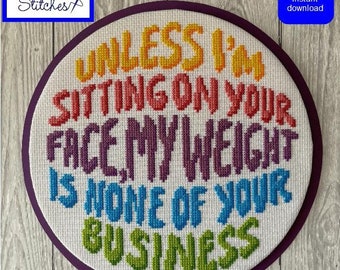 None Of Your Business Digital Counted Cross Stitch Pattern PDF Download