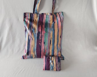 Colorful bag, Multicolor bag, Foldable bag, Fastened bag, Handmade cotton bag, Shoulder bag, Sustainable bag, Reusable bag, Handmade gift