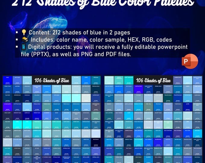 212 Shades of Blue Color Palettes I Blue Color Bundle I Blue Color ...