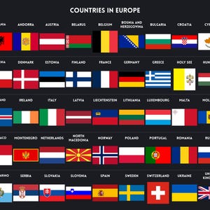 Countries in Europe, Asia, Africa and Americas