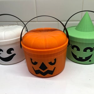 3D Printed Boo Buckets Halloween Retro Candy Dish Candy Bowl Ghost Witch Pumpkin Jack-O-Lantern.
