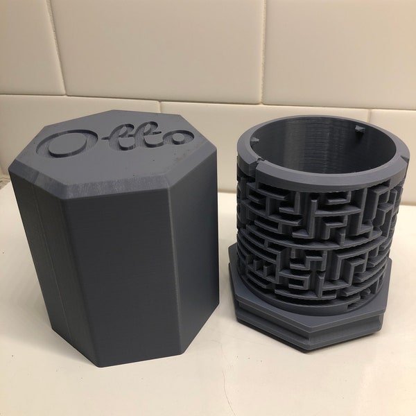 Customizable 3D Printed Maze Puzzle Box - Choose Your Color and add a name! - Slot for gift cards or money!  Two levels of Difficulty!