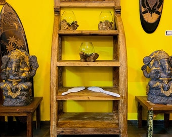Ethnic Bookcase Teak Shelf Mobile Display