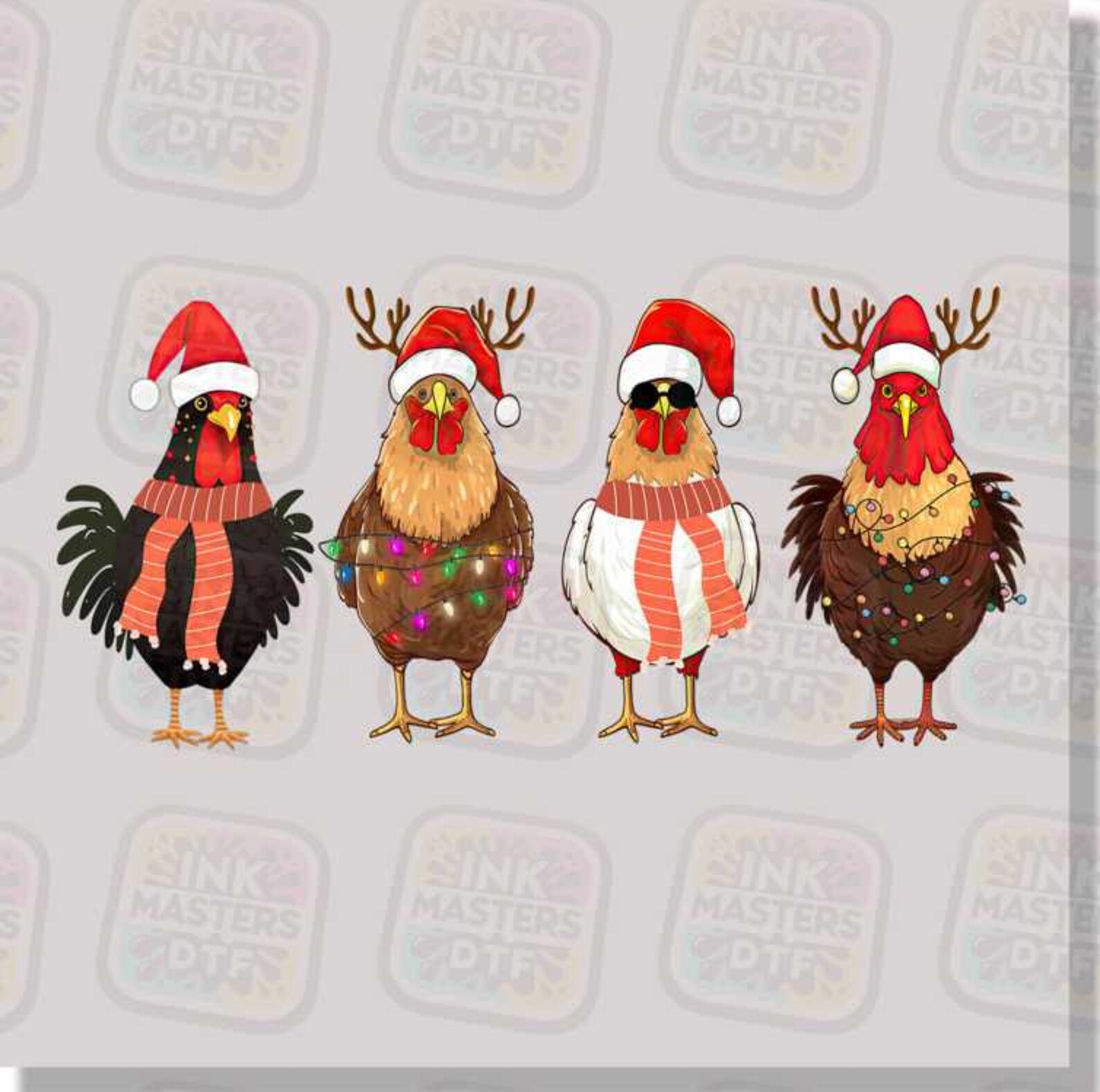 Chicken Christmas DTF Transfer Etsy
