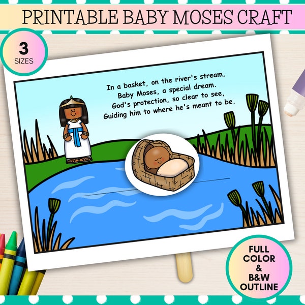 Baby Moses Bible Craft for Kids, Old Testament Bible Story for Kids, Christian Preschool Printables, Sunday School, Homeschool, VBS