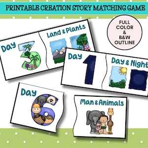 Days of Creation Memory für Kinder, Christliche Vorschule Ausdrucke, Sonntagsschule, Homeschool, VBS