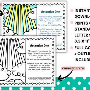 Jesus Ascension Printable Craft for Kids, Ascension Day Poem, Christian Preschool Printables, Easter Sunday School Craft, Homeschool, VBS image 2