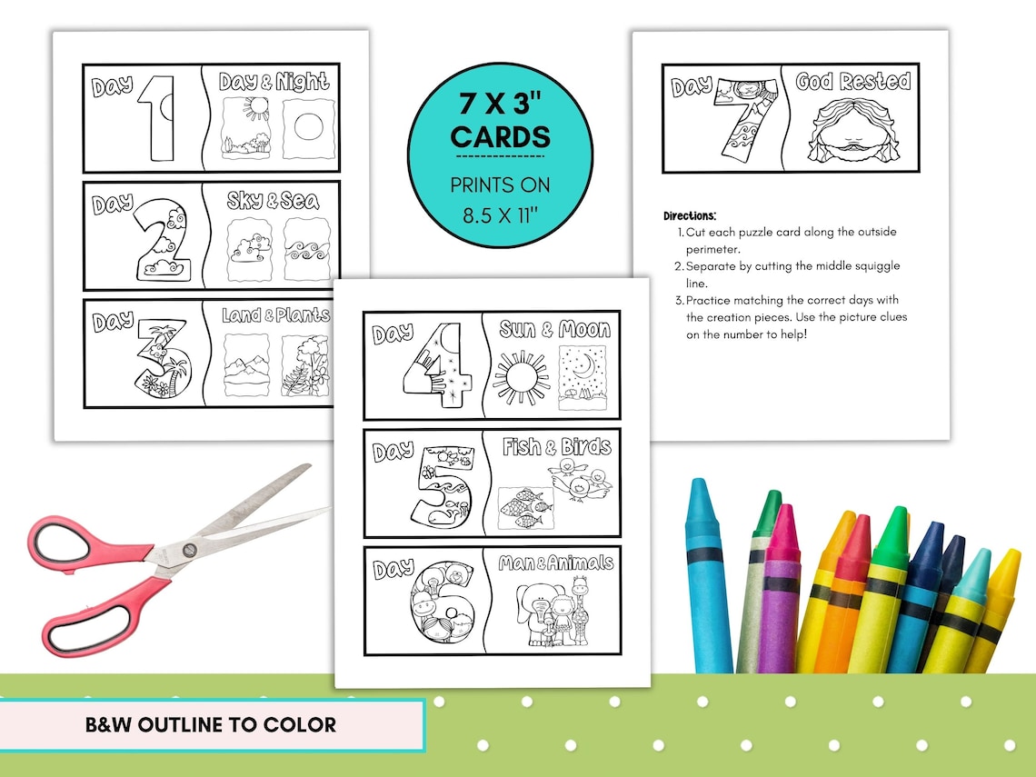 Days of Creation Matching Game for Kids, Christian Preschool Printables ...