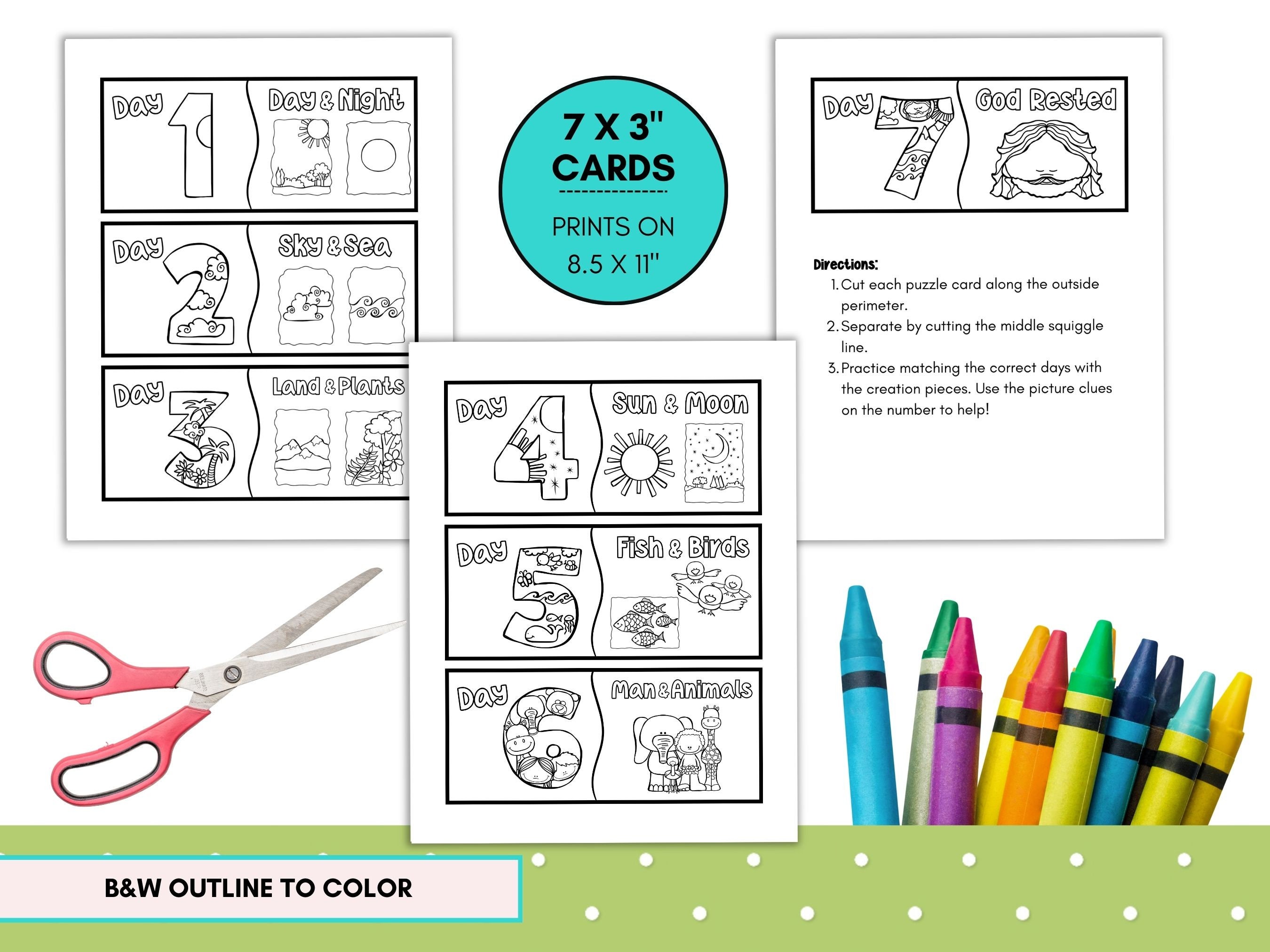 Days of Creation Matching Game for Kids, Christian Preschool Printables ...