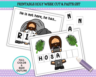 Printable Holy Week Cut & Paste Activity, Holy Week Craft, Christian Preschool Printable, Sunday School, Homeschool, VBS