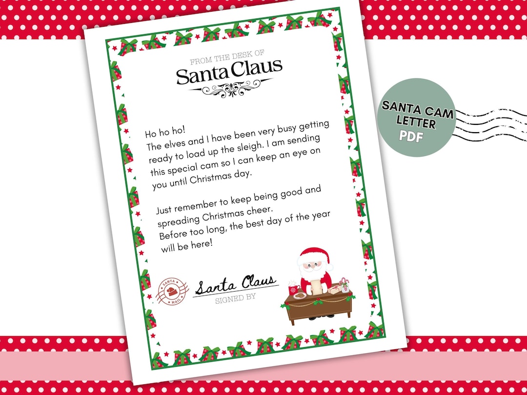 Santa Cam Letter Printable Letter to Santa Etsy