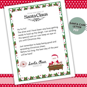 Santa Cam Letter, Printable letter to Santa