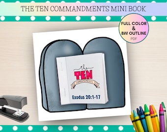 Ten Commandments Mini Book, Bible Craft for Kids (PDF)