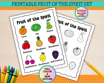 Druckbare Frucht des Geistes Malblatt und Poster, christliche Vorschule zum Ausdrucken, Sonntagsschule, Homeschool, VBS