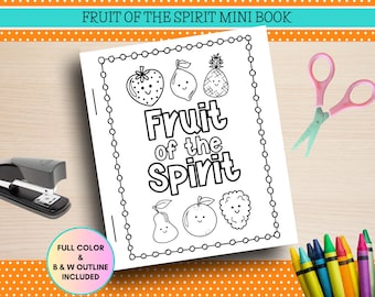 Printable Fruit of the Spirit Mini Book for kids, Fruits of the spirit Sunday School Craft, Christian Preschool Printables, Bible Craft