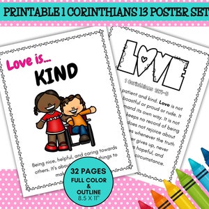 1 Korinther 13 Poster, Bibel Valentinstag druckbar, christliche Vorschule druckbar, Sonntagsschule, Homeschool, VBS