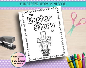 The Easter Story Mini Book Printable, Holy Week Craft, Sunday School Craft
