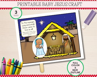 Printable Nativity Craft, Christmas Sunday School, Christian Preschool (PDF)