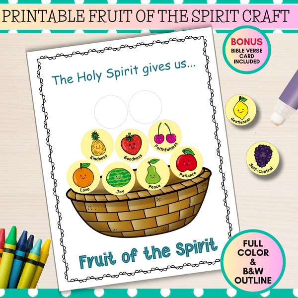 The Fruit of the Spirit Bible Craft for Kids, Fruits of the Spirit Craft, Christian Preschool Printables, Sunday School Craft, VBS