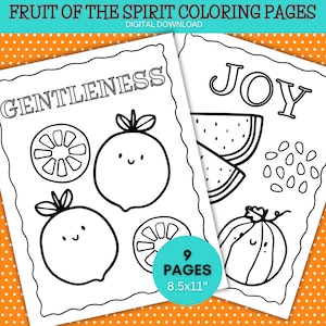 Fruit of the Spirit Coloring Pages, Christian Preschool Printable, Sunday School, Homeschool, VBS