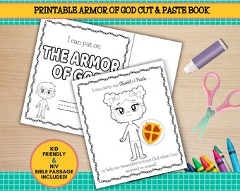 Libro para colorear de la Armadura de Dios, manualidad para recortar y pegar (PDF imprimible)