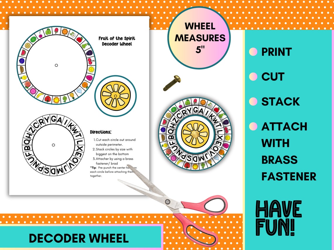 Fruit of the Spirit Decoder Wheel Riddles, Bible Game (PDF Pattern) - Etsy