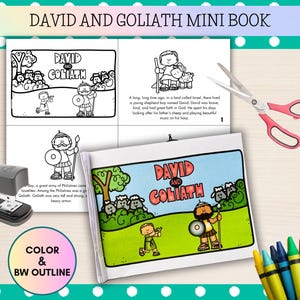 David and Goliath Printable Bible Mini Book, Bible Craft for kids, Christian Preschool Printables, Sunday School Craft, Homeschool, VBS