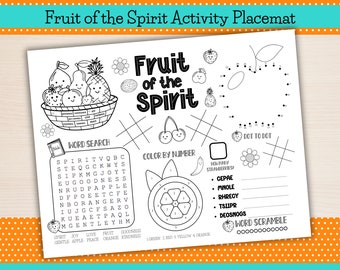 Fruit of the Spirit Activity Placemat, Bible Game (PDF)