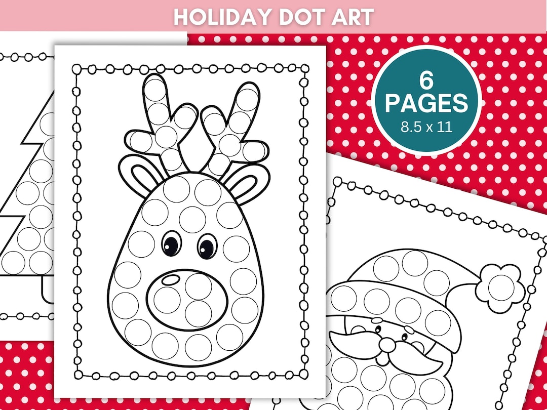 Holiday Dot Art Printable, Christmas Dot Marker Coloring Pages - Etsy