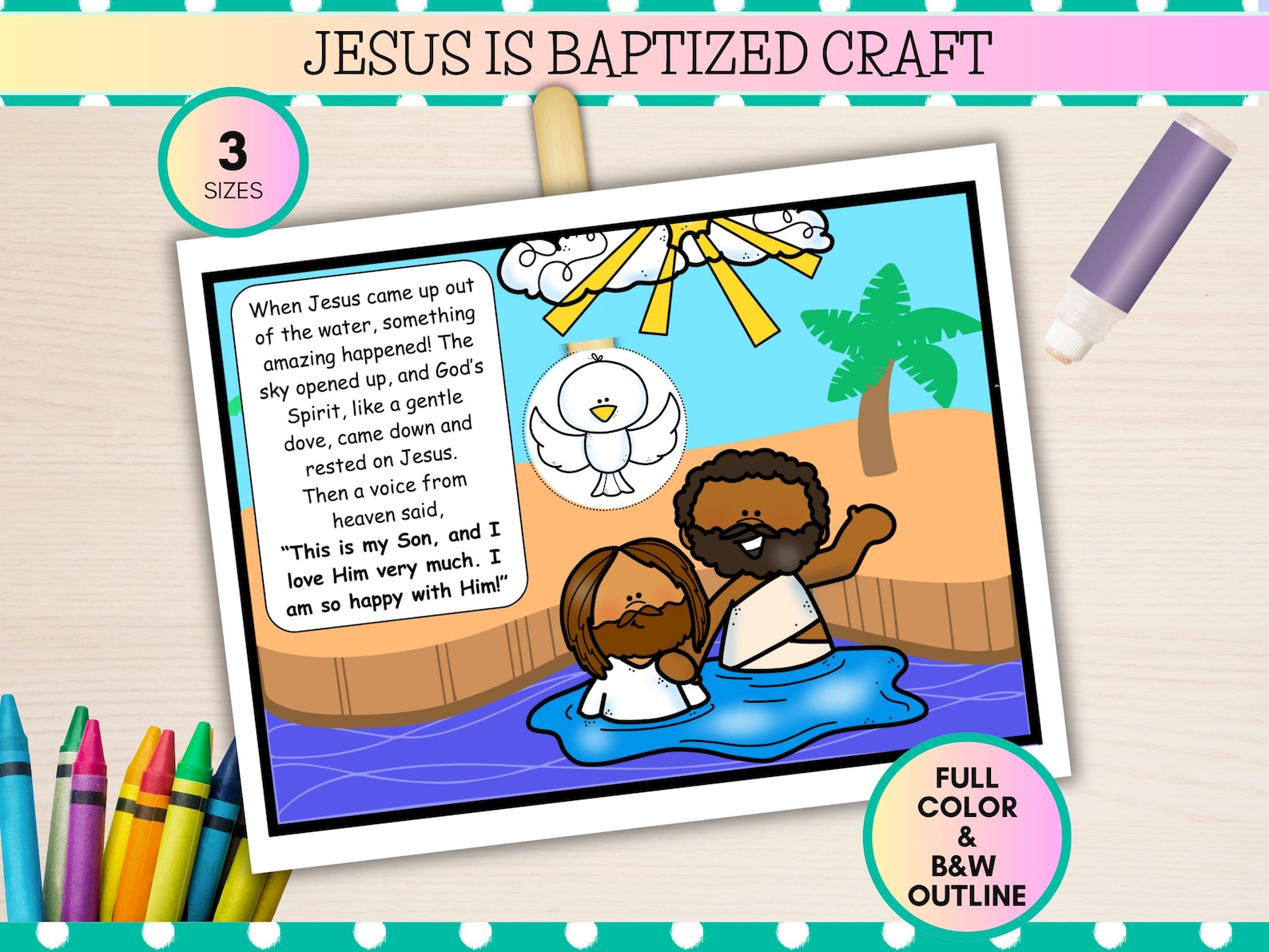 Jesus is Baptized Bible Craft for Kids, Holy Spirit, Sunday School ...