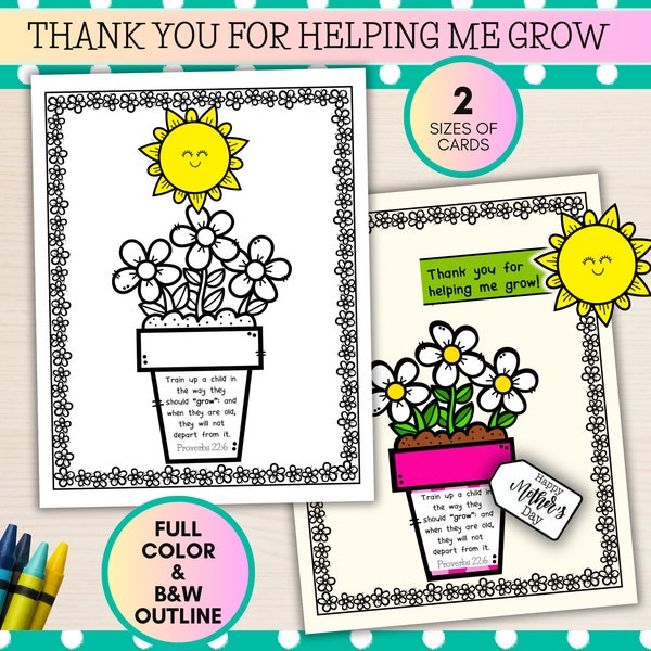 Printable Thank You Coloring Card Craft for Kids, Mothers Day Bible Card Coloring, Christian Preschool Printables, Teacher Appreciation