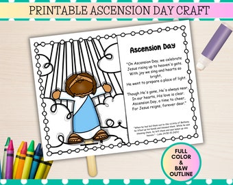 Jesus Ascension Printable Craft for Kids, Ascension Day Poem, Christian Preschool Printables, Easter Sunday School Craft, Homeschool, VBS