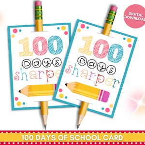 Etiqueta de regalo imprimible del día 100 de la escuela, etiqueta de lápiz más afilado de 100 días, regalos en el aula, etiquetas de regalo de 100 días de la escuela