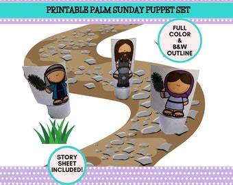 Printable Palm Sunday Puppet Set, Palm Sunday Craft, Christian Preschool Printable, Sunday School, Homeschool, VBS
