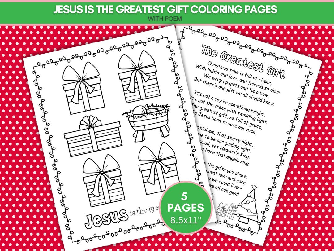 Printable Jesus is the Reason Coloring Set, the Greatest Gift Poem for ...