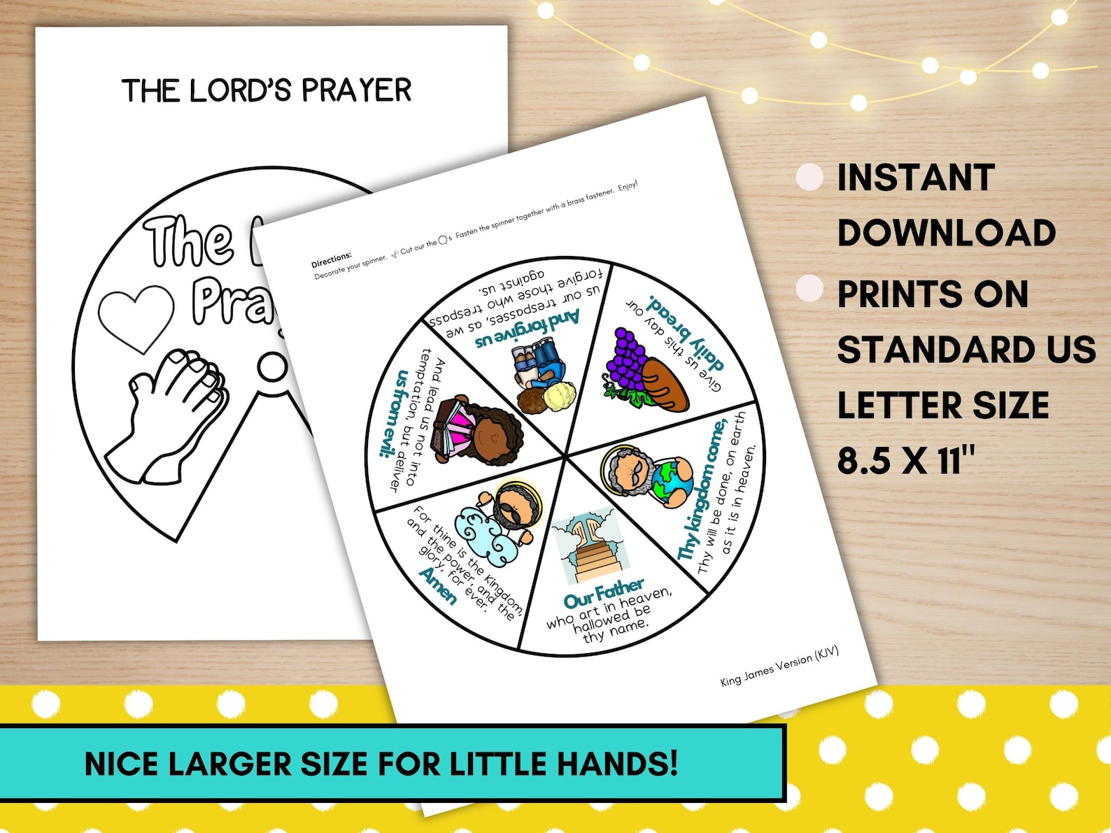 Printable the Lords Prayer Spinner Craft for Kids, Lords Prayer Wheel ...