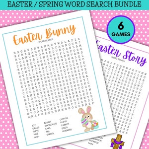 Druckbare Ostern Wortsuchpuzzle Bundle, Familie Frühlingsspiele (Digitaler Download) Bild 1