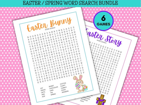 Printable Easter Word Search Puzzle Bundle, Family Spring Games (Digital Download)