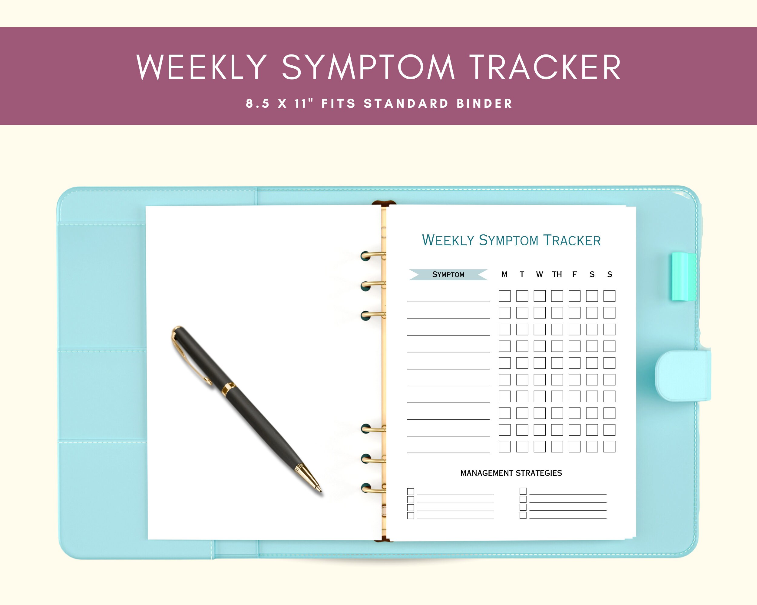 Simple Weekly Symptom Tracker Printable Symptom Tracker - Etsy