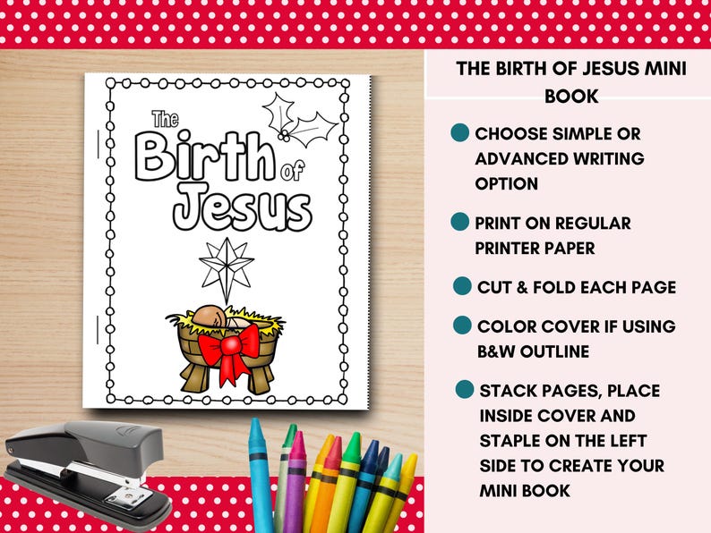 Printable the Birth of Jesus Mini Book for Kids, Nativity Printable ...