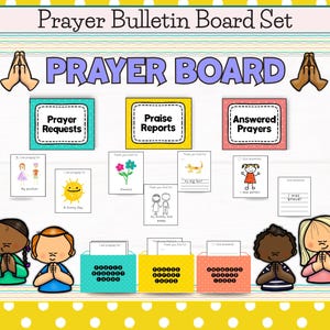 Printable Kids Prayer board kit, Sunday School Decor, Classroom Door Kit, Christian Preschool Printables, kids ministry