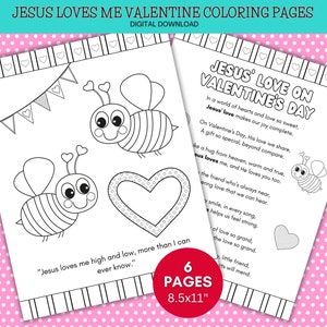 Christian Valentines coloring sheets, Jesus Loves Me Valentine&#39;s Day activity, Valentine coloring card, Christian Preschool Printable