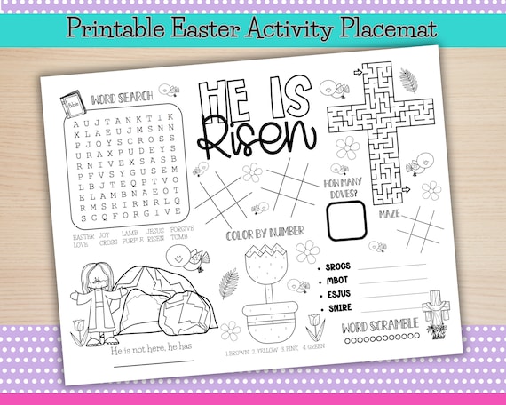 Christian Easter Activity Placemat, Resurrection Sunday (PDF)