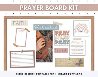 Printable Prayer Board Kit, Prayer cards, Scripture cards, Praise and Gratitude